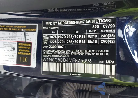 2021 Mercedes-Benz Glc 300 Suv z USA, uszkodzony, nr VIN W1N0G8DB4MF875096